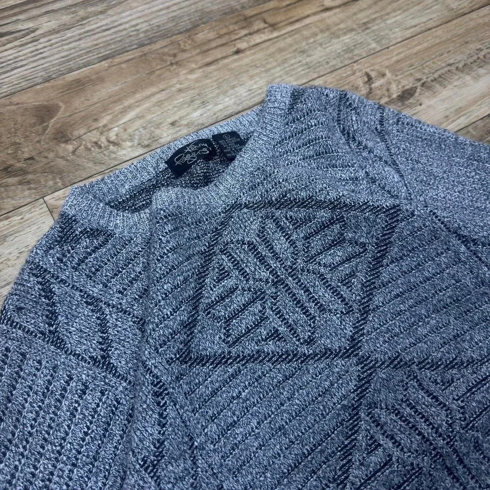 Vintage 90s Kenny Rogers Collection Wool Blend Textured Knit Sweater Gray L